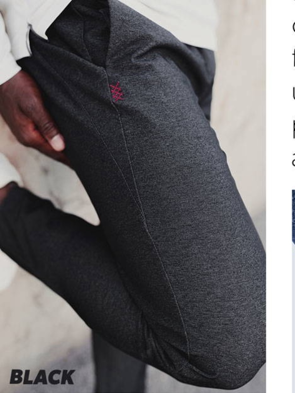 Rhone Men's Black Guru Lounge Athletic Pants 4 way stretch performance travel